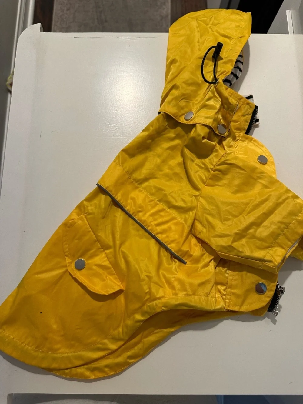 Dog Zip Up Raincoat with Reflective Buttons Yellow - Medium